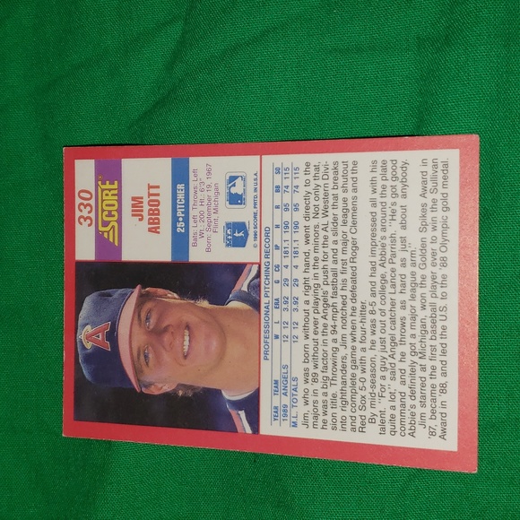 Jim Abbot Baseball Card Bundle 90 91 92 Score Upper Deck Classic - Picture 3 of 13